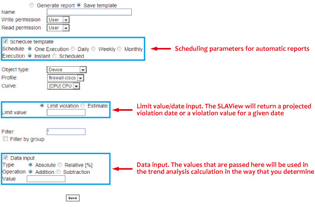 Figure 5: Template configuration for Trend Analysis reports