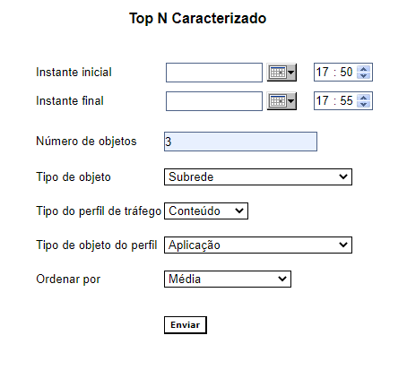 Configuração do relatório Top N Caracterizado