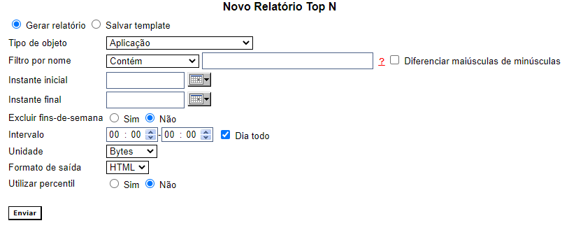 Configuração do relatório Top N