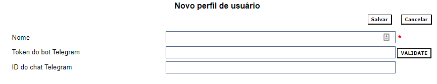 Trecho do formulário de criação de perfil de usuário