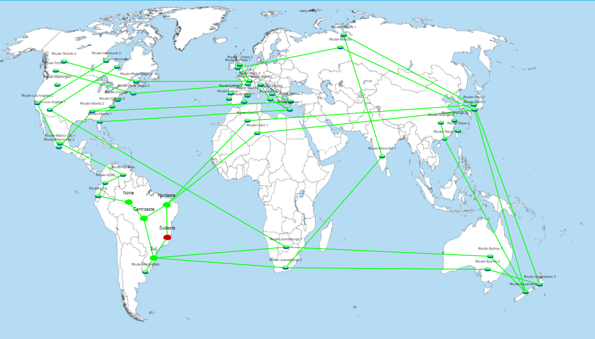 Map with a georeferenced view of the devices belonging to the subsidiaries spread around the world 